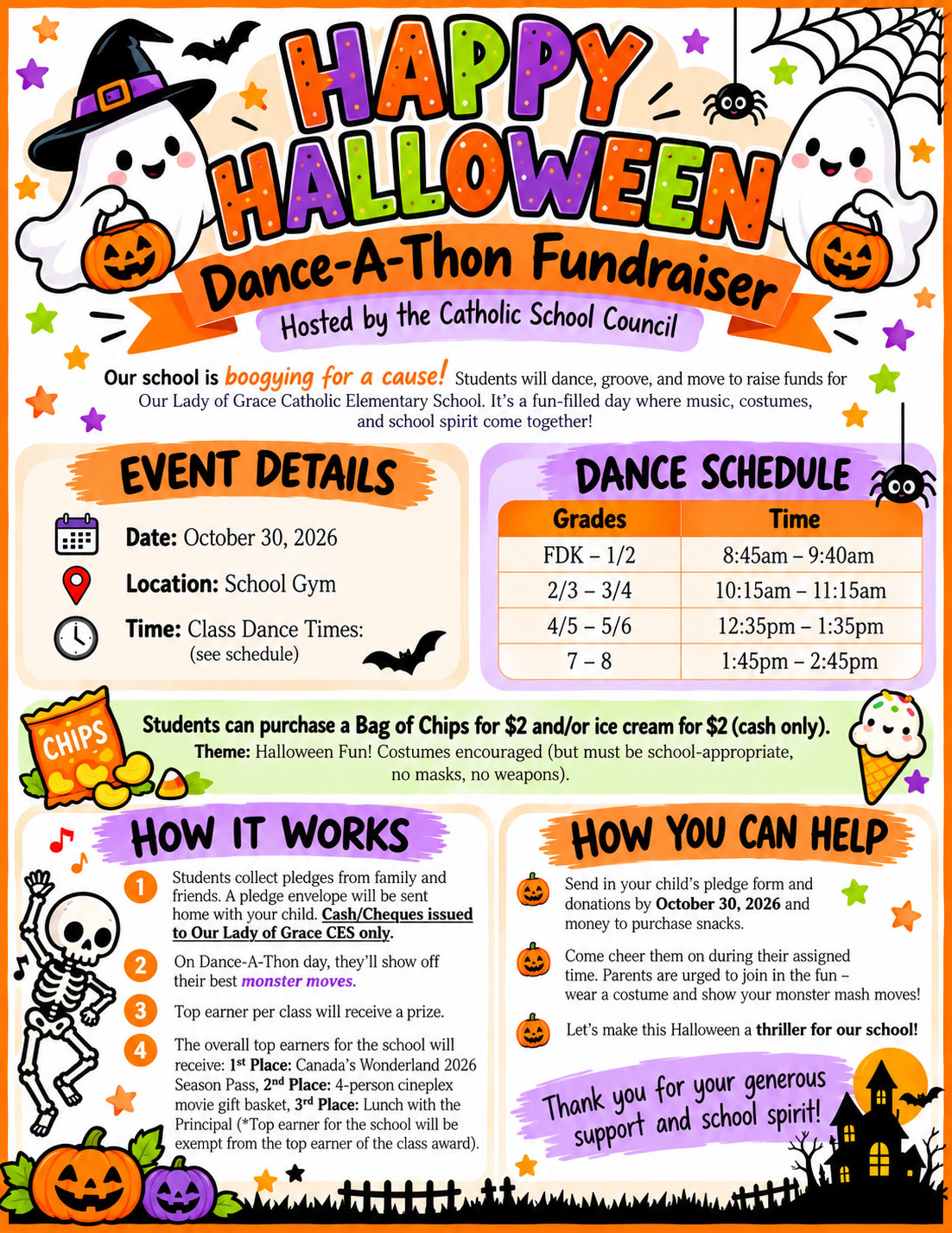 Halloween Dance-A-Thon Fundraiser at Our Lady of Grace CES